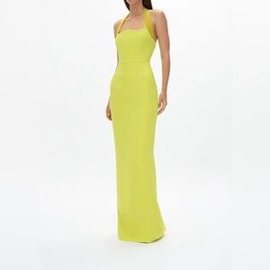 Rachel Gilbert Maria Gown Halter Corset Maxi Dress Lime US 8 NWT